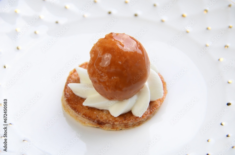 Top view of a delicious dessert on a plate. Top view of a delicious dessert on a plate.