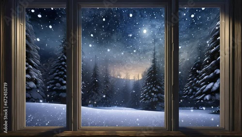Winter Wonderland Outside of Window - Animation