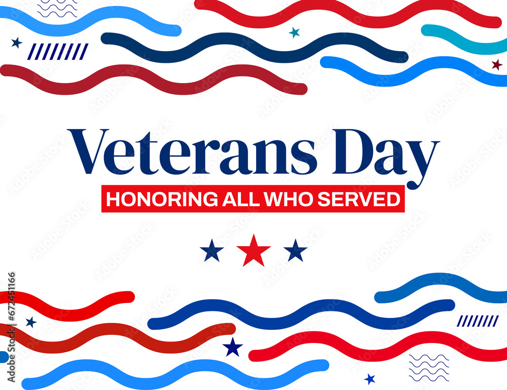Honoring all who served, veterans day wallpaper with patriotic colors and typography. - obrazy, fototapety, plakaty 
