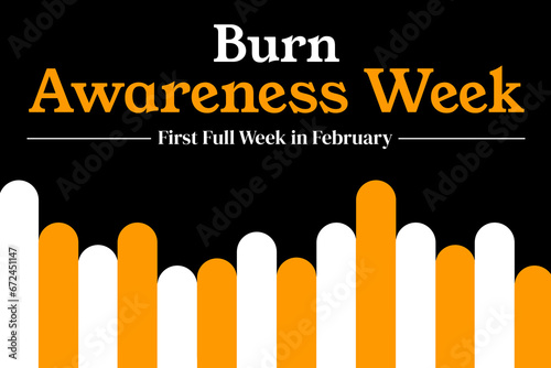 First Week of February is observed as Burn awareness week every year, colorful background with text and minimalist design photo