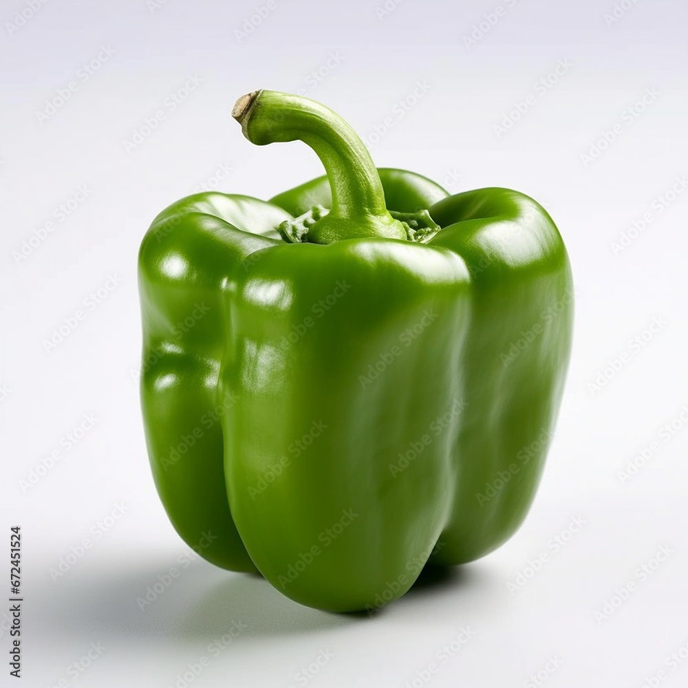 Capsicum fresh green vegetables health illustration white background image AI generated art Capsicum fresh green vegetables health illustration white background image AI generated art