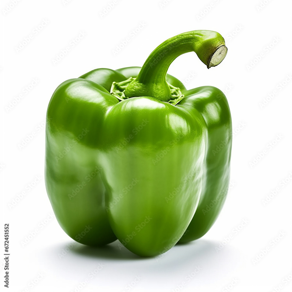 Capsicum fresh green vegetables health illustration white background image AI generated art Capsicum fresh green vegetables health illustration white background image AI generated art