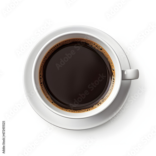 cup of coffee top view isolated on white