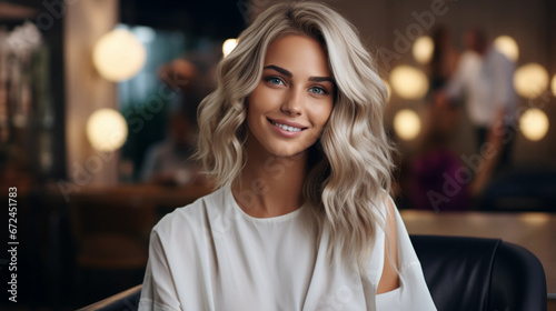 portrait of a beautiful young blonde smiling women