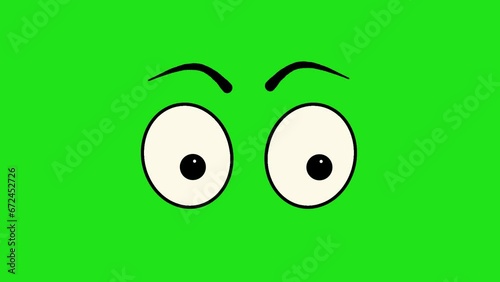 Suspicious Animated Eyes on Green Screen Background photo