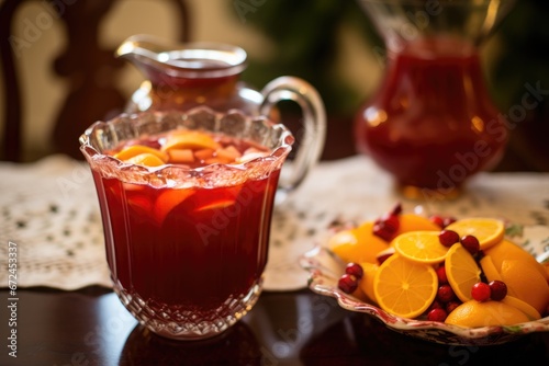 Warm mexican Ponche Navideno, a traditional fruit punch for las Posadas photo