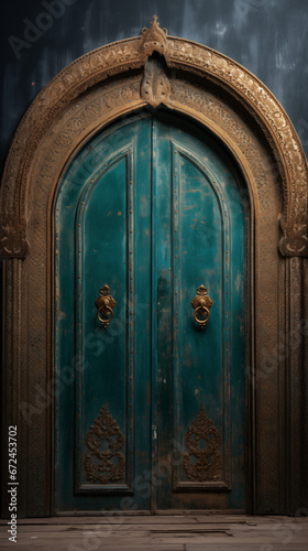 Islamische Moschee Marokko Tür Wand Bilder, beige, grün © bircan