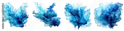 Blue watercolor stain Hyperrealistic Highly Detailed Isolated On Transparent Background Png File