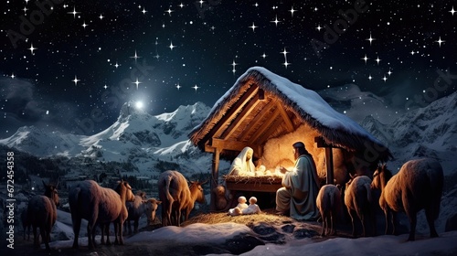 Nativity scene, christian Christmas photo