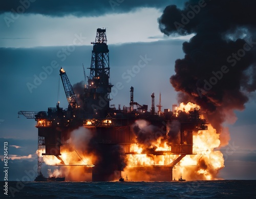 world war air strike attack on a strategic sea industrial or oil rig location