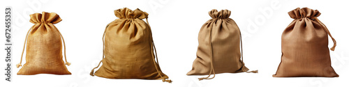 Burlap sack Hyperrealistic Highly Detailed Isolated On Transparent Background Png File photo
