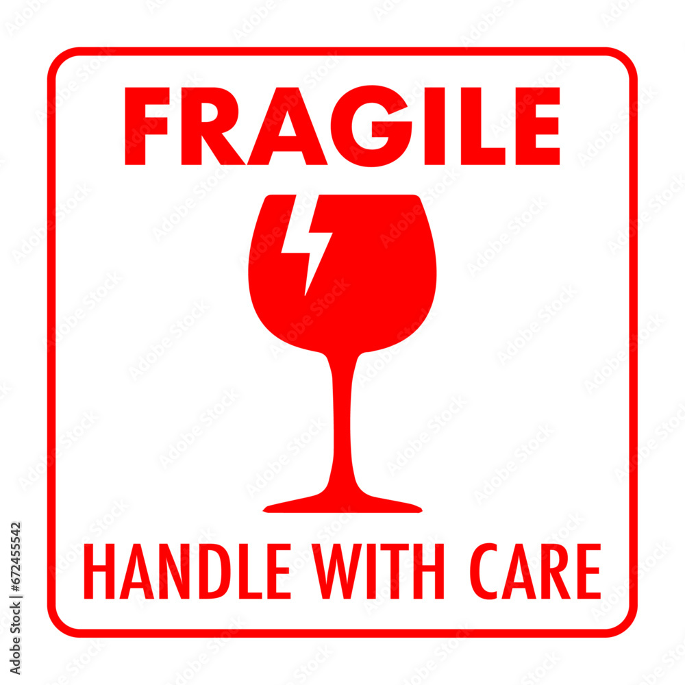 Vector graphic of fragile object and handle with care sign Stock Vector ...