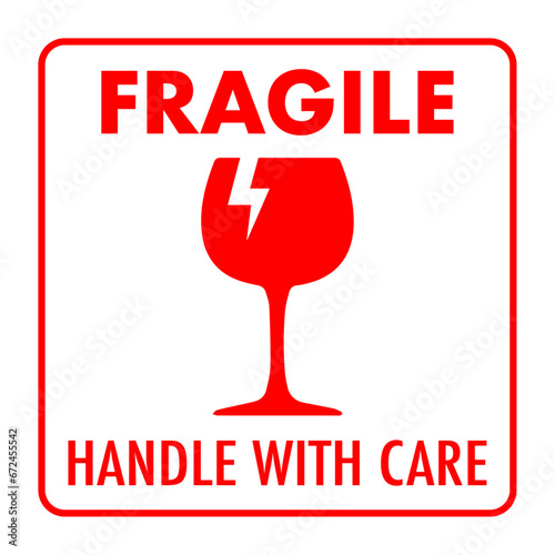 Vector graphic of fragile object and handle with care sign