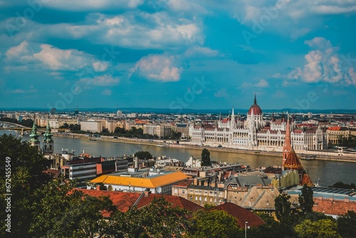 Aerial view of Budapest's cityscape with historical buildings during the daytime