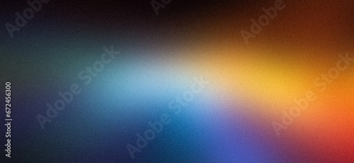 Dark blue sky yellow orange abstract background for desktop design. Blurred color gradient, ombre, blur. Unfocused, colorful, multicolor, mix, rainbow, bright, fun pattern. Rough, grainy banner