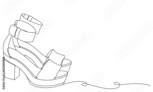 woman shoping high-heeled shoes outline vector. continuous line art lady lifestyle product hobies drawing illustration