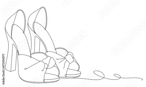 vector heells shoes woman fashion shop. continuous line art lady lifestyle product hobies drawing illustration