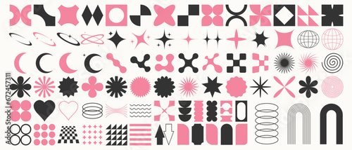 Vector set of brutalist geometric shapes. Modern abstract graphic design elements.