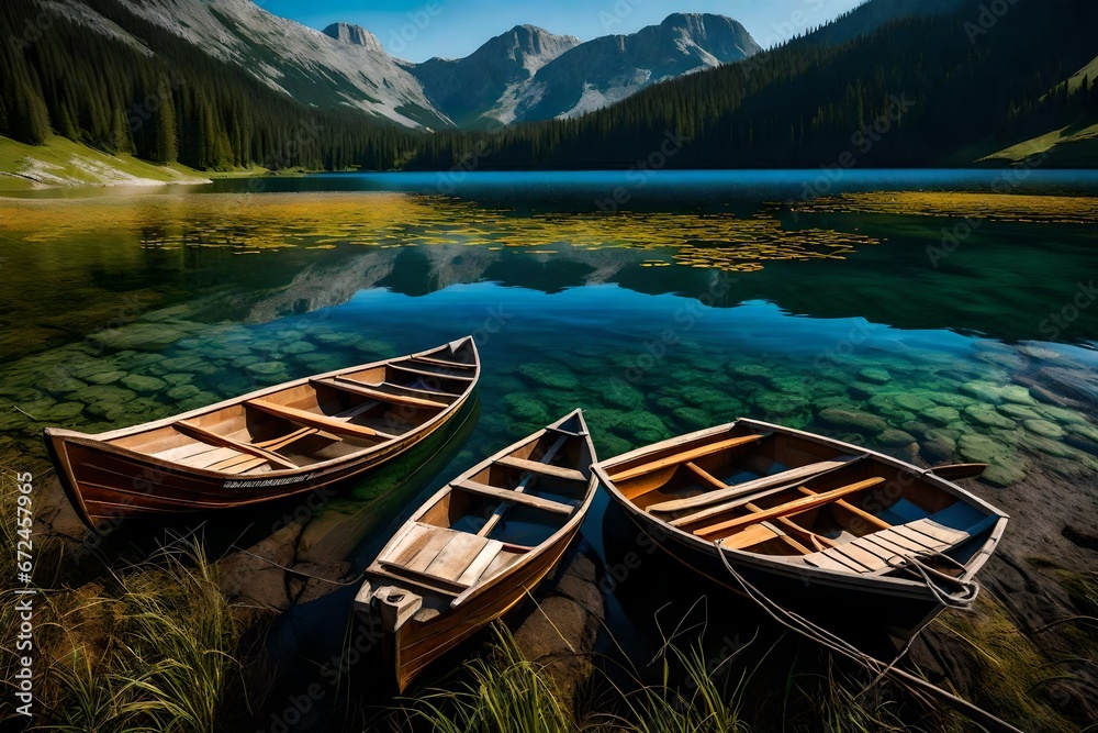 canoe on lake generated by AI technology	