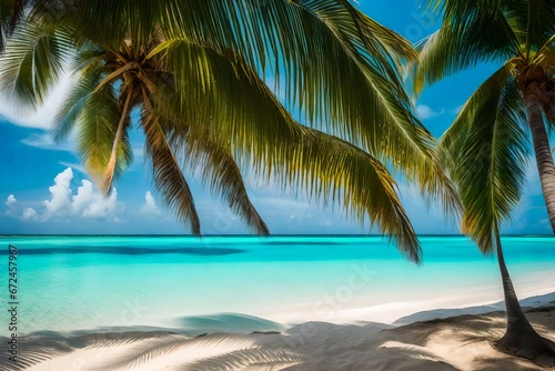 beach with palm trees generated by AI technology 