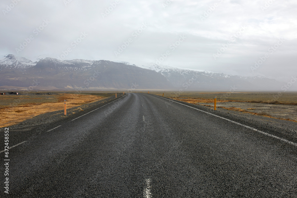 Empty asphalt road and scenic landscape with sky Empty asphalt road and scenic landscape with sky
