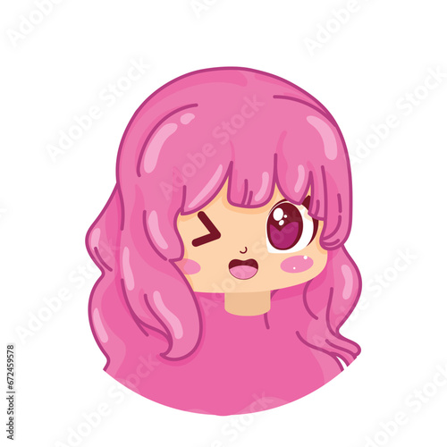 Cute girl kawaii cartoon character avatar Vector