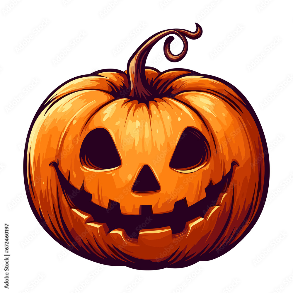Halloween Pumpkin with a Curly Stem