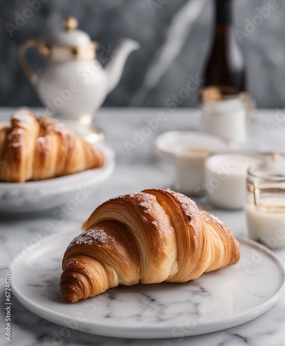 close up view of the delicious and hand made croissant 

