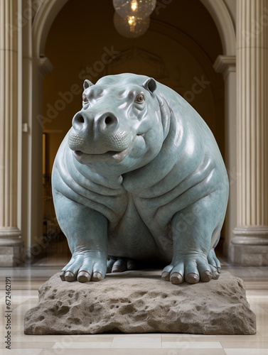 A Marble Statue of a Hippo