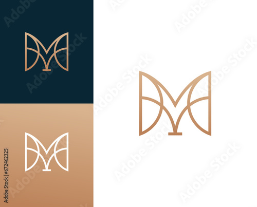 Letter M abstract line logo design vector illustration