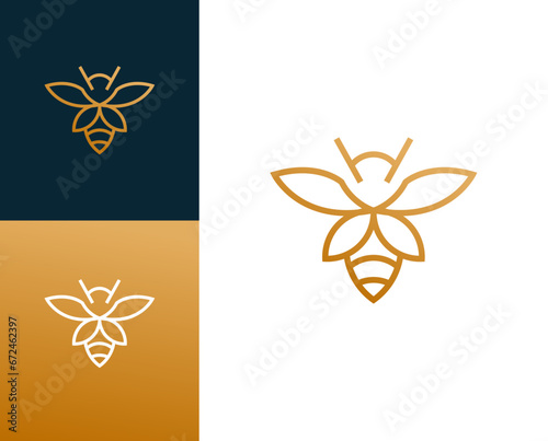 Bee abstract line logo design vector illustration