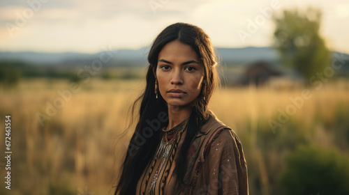 Portrait of a young native American woman photo