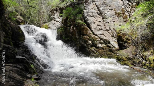 Waterfall in the mountain forests of Union county, Oregon, USA