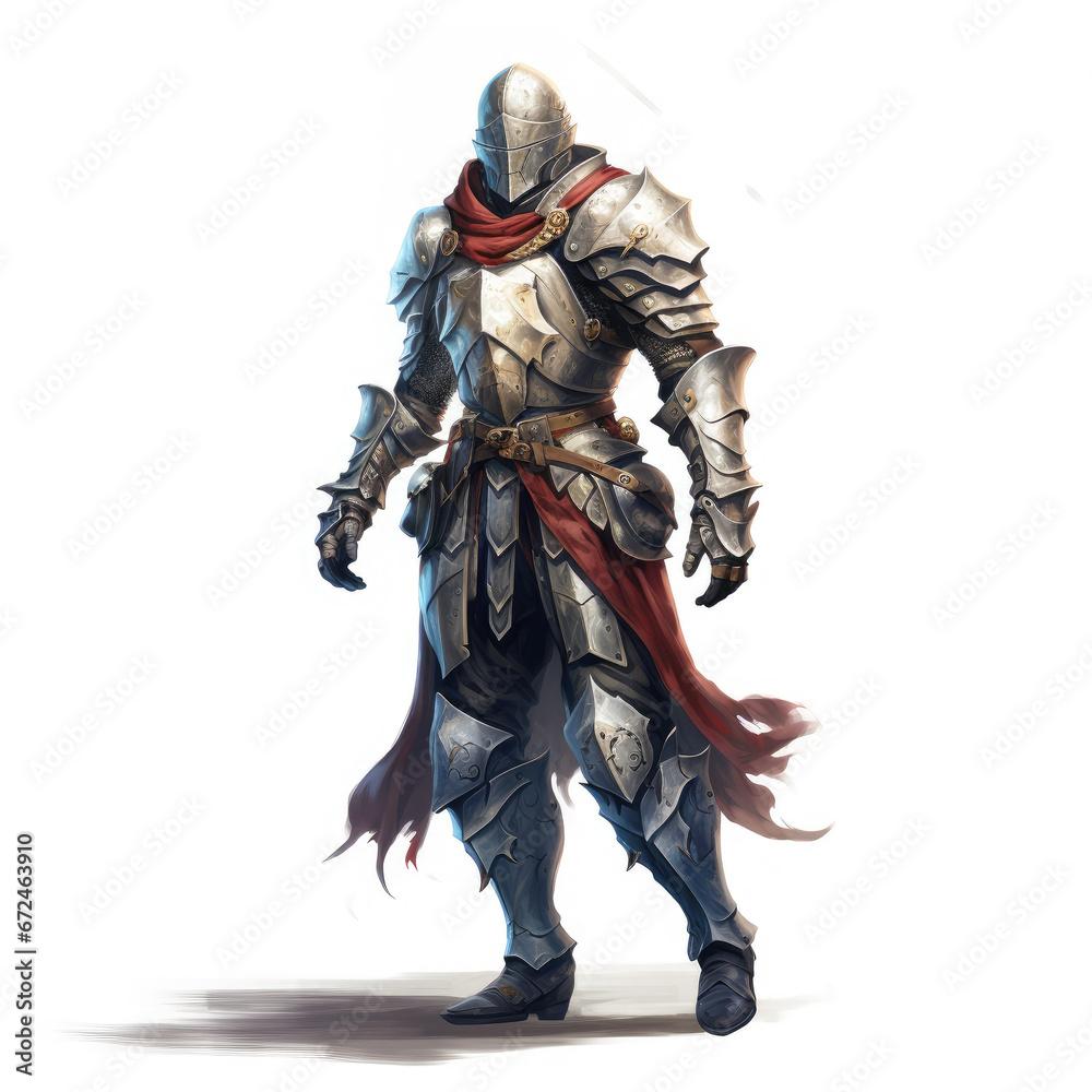 Digital Knight in White Armor.
 , Medieval Fantasy RPG Illustration