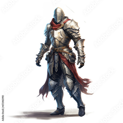 Digital Knight in White Armor. , Medieval Fantasy RPG Illustration