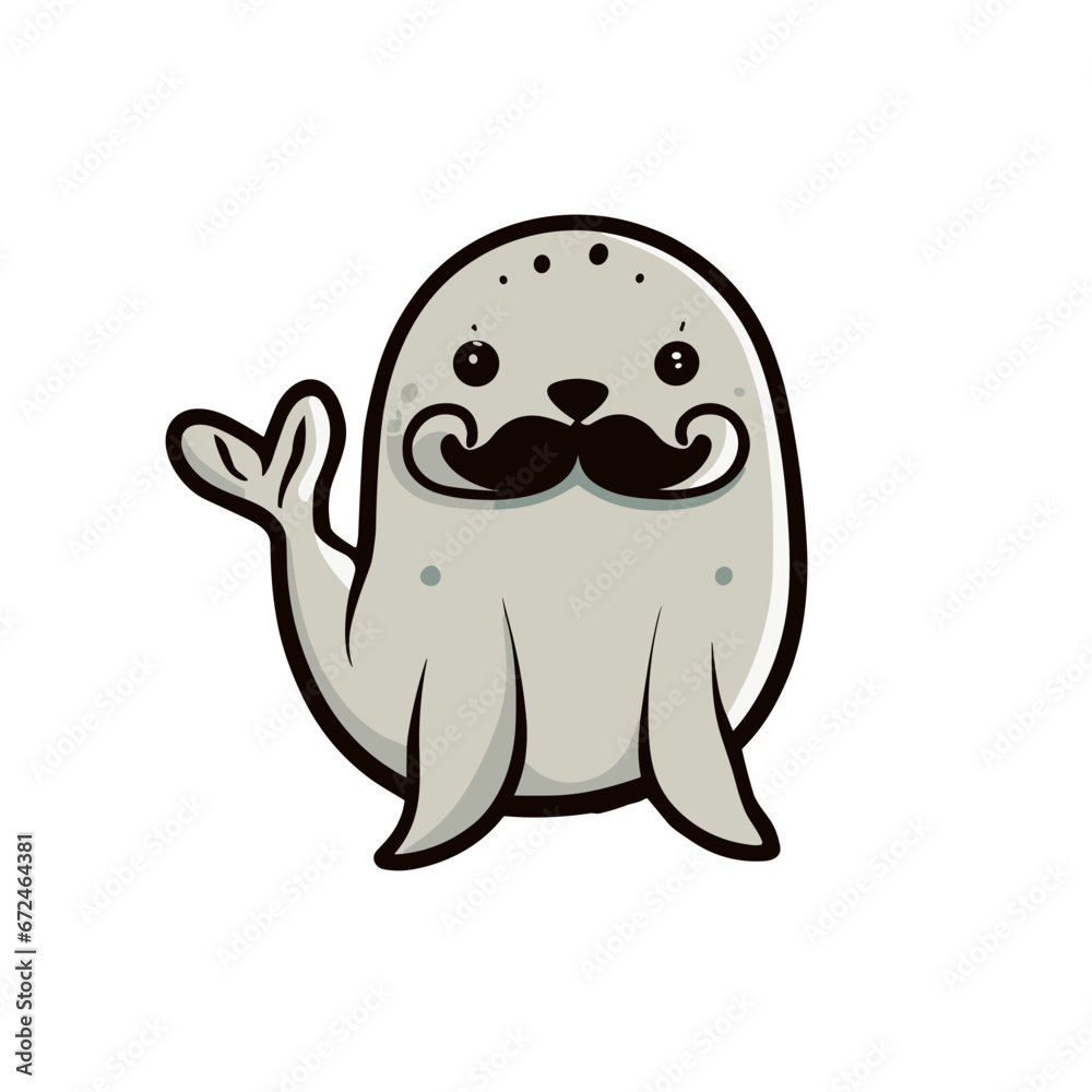 seal with a Movember mustache on a white background for November for men's health seal with a Movember mustache on a white background for November for men's health