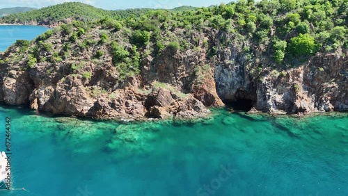 The Caves, British Virgin Islands, Norman Island, Drone Aerial shot