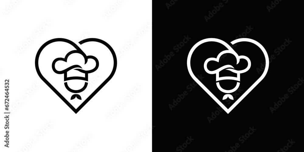 Chef logo template Brand Icon Symbol Chef Logo with love or heart - obrazy, fototapety, plakaty 
