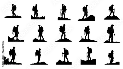 hiker mountain climber adventure silhouette for logo