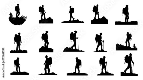 hiker mountain climber adventure silhouette for logo