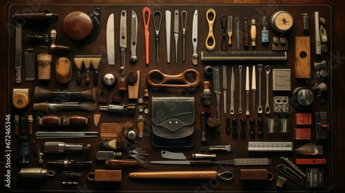 Set up classic barbershop tools equipment