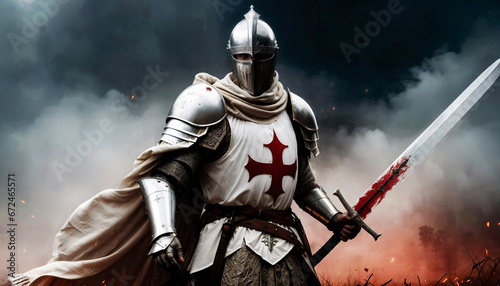 Knight Templar with sword photo
