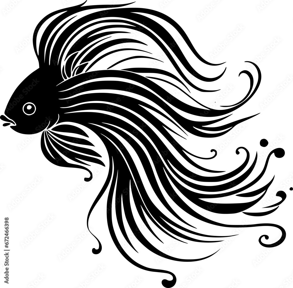 Fish | Black and White Vector illustration Fish | Black and White Vector illustration