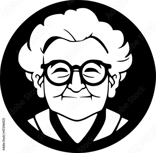 Grandma | Black and White Vector illustration