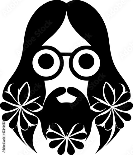 Hippy | Black and White Vector illustration