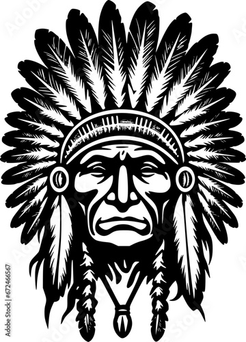 Indian Chief | Minimalist and Simple Silhouette - Vector illustration
