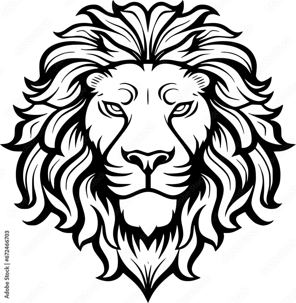 Lion - Black and White Isolated Icon - Vector illustration