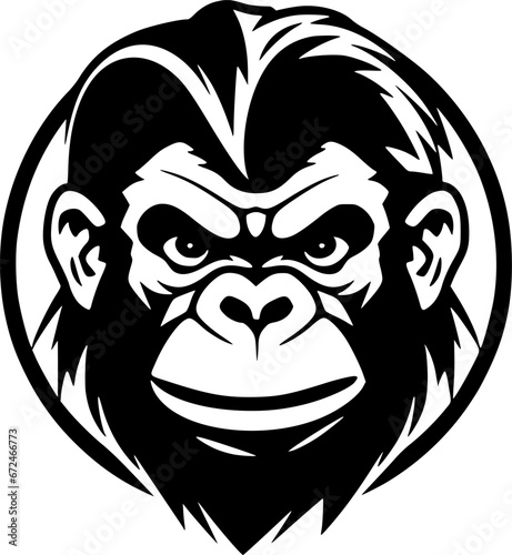 Monkey | Black and White Vector illustration