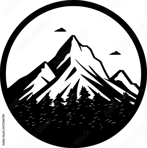 Mountains - Black and White Isolated Icon - Vector illustration