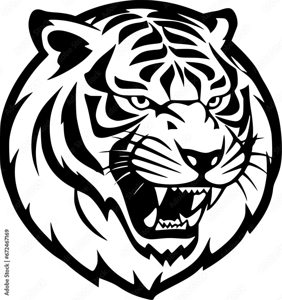 Obraz premium Tiger | Black and White Vector illustration